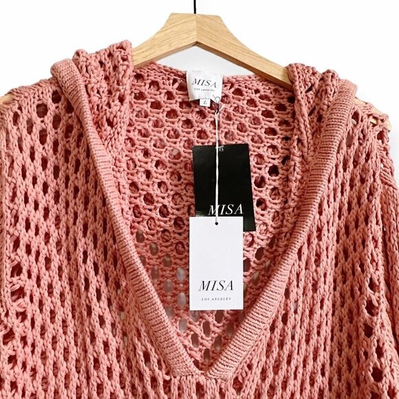 Misa Pink‎ Crochet Hoodie Sweater, Shamani Hoodie, Size  L, New with tag - Picture 7 of 12